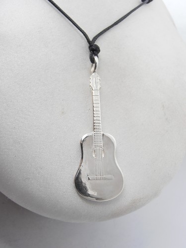 Guitare pendentif en argent - guitare, :
